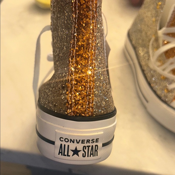 NWT Custom Converse Glittery Gold High-Tops US 9.5 - Picture 6 of 11